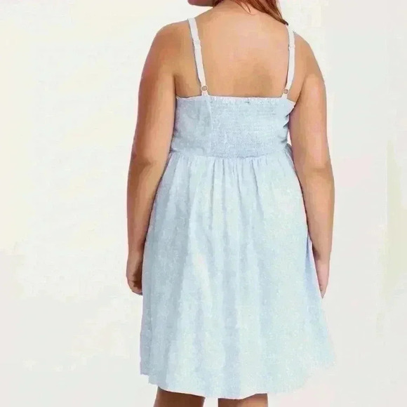 Torrid Floral Print Lace Up Challis Tank Dress Blue - Picture 2 of 6